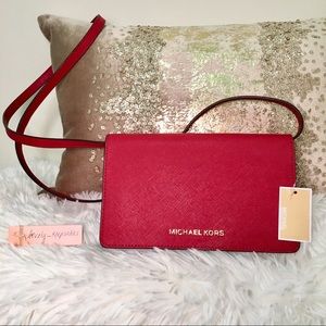 Michael Kors Jet Set Crossbody Clutch Red